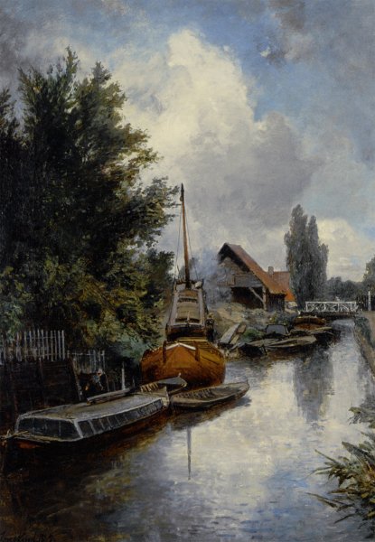 Chantier Naval au Bord de la Schie Pres de Delft by Johan-Barthold Jongkind - Hand-Painted Oil Painting Reproduction