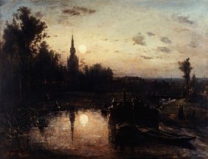 Clair de lune a Overschie by Johan Barthold Jongkind Oil Painting