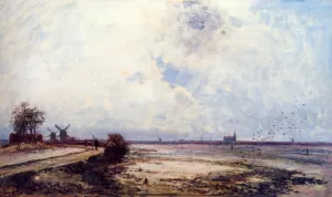 Dutch Landscape by Johan-Barthold Jongkind - Oil Painting Reproduction