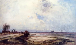 Dutch Landscape Oil painting by Johan-Barthold Jongkind