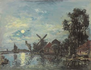 Effet De Lune Sur L'estuaire, Hollande Oil painting by Johan Barthold Jongkind