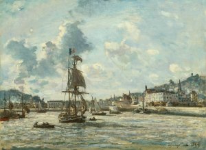 Entrance to the Port of Honfleur Oil painting by Johan Barthold Jongkind