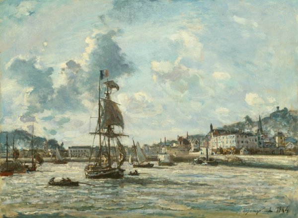 Entrance to the Port of Honfleur  by Johan Barthold Jongkind - Hand-Painted Oil Painting Reproduction