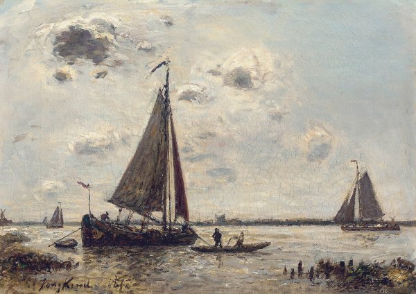 Environs de Dordrecht  by Johan Barthold Jongkind - Hand-Painted Oil Painting Reproduction