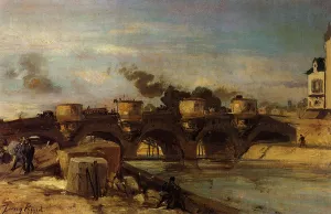 Fire on Pont Neuf by Johan-Barthold Jongkind - Oil Painting Reproduction