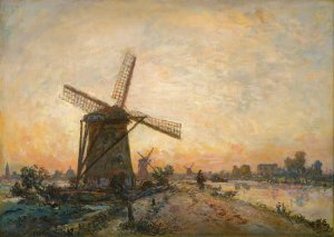 Halage En Hollande by Johan Barthold Jongkind Oil Painting