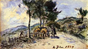 Hitch of Bulls on the Road by Johan-Barthold Jongkind Oil Painting