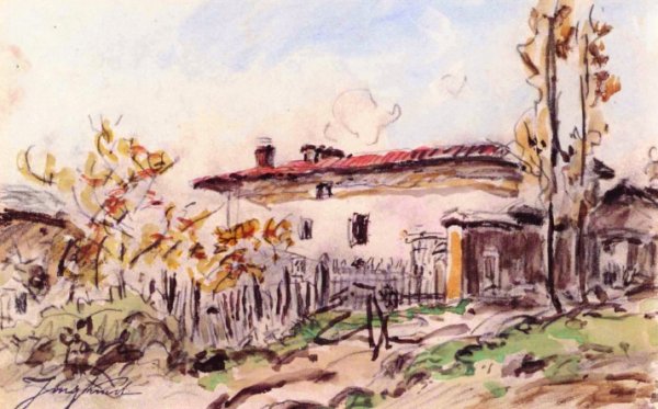 House in the Countryside by Johan-Barthold Jongkind - Hand-Painted Oil Painting Reproduction