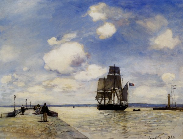 La Jetee a Honfleur by Johan-Barthold Jongkind - Hand-Painted Oil Painting Reproduction