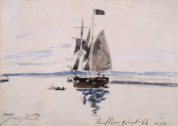 La Mer a Honfleur  by Johan Barthold Jongkind - Hand-Painted Oil Painting Reproduction