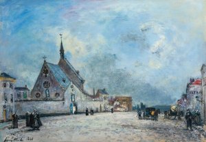 La Place De L'eglise Oil painting by Johan Barthold Jongkind