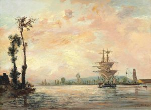 La Seine Pres De Rouen Oil painting by Johan Barthold Jongkind