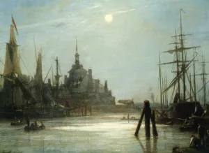 Le Hoofdpoort a Rotterdam, Effet de Lune by Johan-Barthold Jongkind Oil Painting
