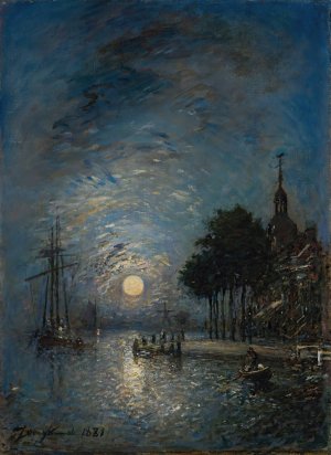 Le Port De Dordrecht Au Crepuscule by Johan Barthold Jongkind Oil Painting