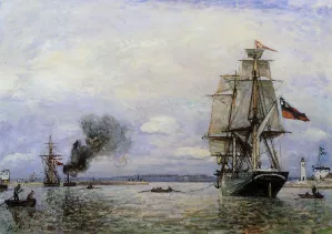 Leaving the Port of Honfleur by Johan-Barthold Jongkind - Oil Painting Reproduction