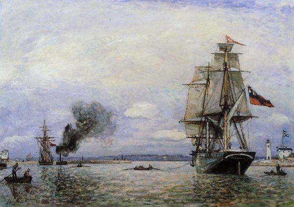 Leaving the Port of Honfleur by Johan-Barthold Jongkind - Hand-Painted Oil Painting Reproduction