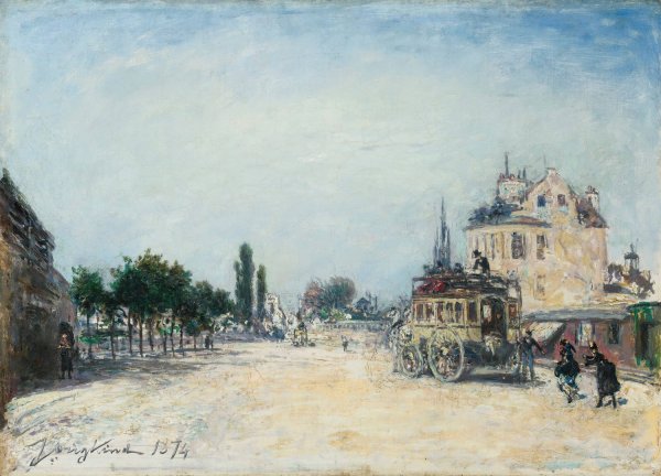 L'Omnibus De La Glaciere a La Barriere Rochechouart  by Johan Barthold Jongkind - Hand-Painted Oil Painting Reproduction