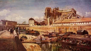 Notre-Dame de Paris, Seen from the Pont de L'Archeveche by Johan-Barthold Jongkind - Oil Painting Reproduction