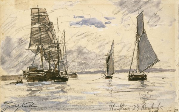Port de Honfleur  by Johan Barthold Jongkind - Hand-Painted Oil Painting Reproduction