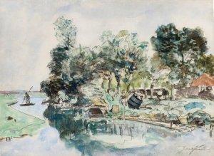 Promenade en barque sur la riviere by Johan Barthold Jongkind Oil Painting
