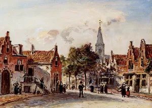 Rue De Village, Hollande' Oil painting by Johan-Barthold Jongkind