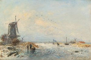 Scene D'hiver En Hollande by Johan Barthold Jongkind Oil Painting