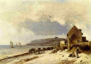 The Beach at Sainte-Adresse by Johan-Barthold Jongkind - Oil Painting Reproduction