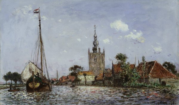The Church of Overschie  by Johan Barthold Jongkind - Hand-Painted Oil Painting Reproduction