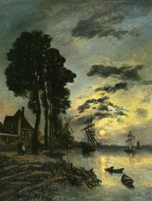 The Entrance to the Port of Rotterdam by Johan-Barthold Jongkind Oil Painting