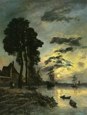 The Entrance to the Port of Rotterdam Oil painting by Johan-Barthold Jongkind