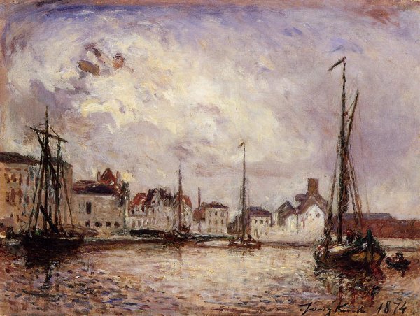 The Harbor: the Brussels Warehouse District by Johan-Barthold Jongkind - Hand-Painted Oil Painting Reproduction