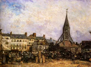 The Market At Sainte - Catherine, Honfleur by Johan-Barthold Jongkind Oil Painting