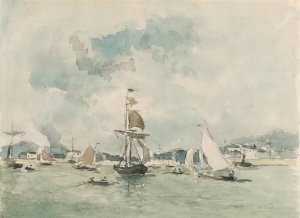 The Port of Honfleur Oil painting by Johan Barthold Jongkind
