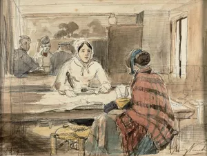 Two Women in a Cafe Oil painting by Johan Barthold Jongkind