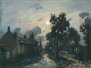 Une rue a Delft, le soir by Johan Barthold Jongkind Oil Painting