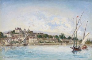 View of Lake Leman at Nyon by Johan Barthold Jongkind Oil Painting