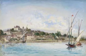 View of Lake Leman at Nyon Oil painting by Johan Barthold Jongkind