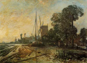 Windmill near the Water by Johan-Barthold Jongkind - Oil Painting Reproduction