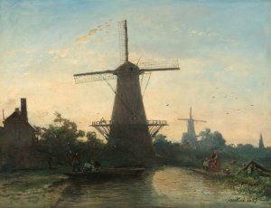 Windmills near Rotterdam by Johan Barthold Jongkind Oil Painting