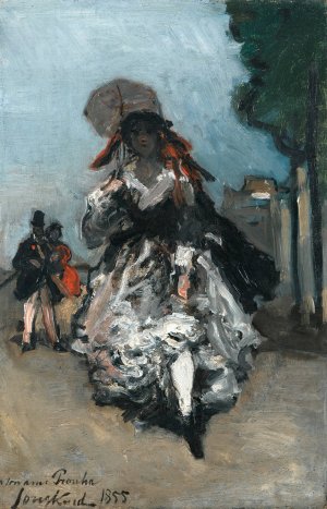 Young Woman With A Parasol by Johan Barthold Jongkind Oil Painting