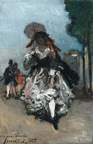Young Woman With A Parasol Oil painting by Johan Barthold Jongkind