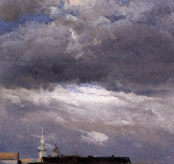 Main Product Photo of Cloud Study, Thunder Clouds Over the Palace Tower at Dresden Painting by Johan Christian Clausen Dahl