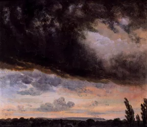Cloud Study with Horizon by Johan Christian Clausen Dahl Oil Painting