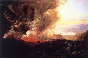 Eruption of the Vesuvius by Johan Christian Clausen Dahl Oil Painting