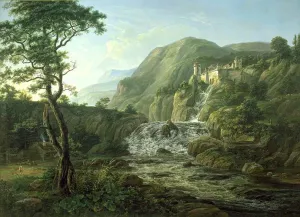 Mountain Landscape with a Castle by Johan Christian Clausen Dahl - Oil Painting Reproduction
