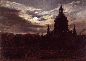 The Frankenkirche, Dresden by Johan Christian Clausen Dahl Oil Painting