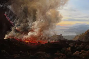 An Eruption of Vesuvius by Johan Christian Dahl Oil Painting