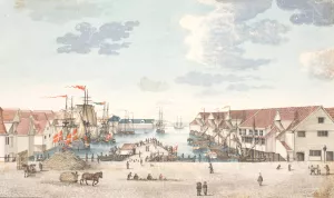 Brygge i Bergen Oil painting by Johan Christian Dahl