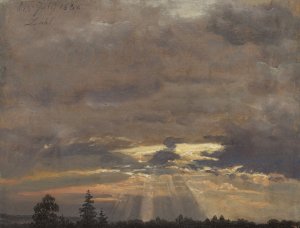 Cloud Study with Sunbeams Oil painting by Johan Christian Dahl