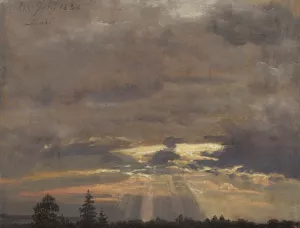 Cloud Study with Sunbeams Oil painting by Johan Christian Dahl